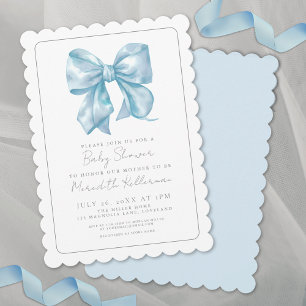 Junge Wasserfarbe Band Blau Schleife Baby Shower Einladung