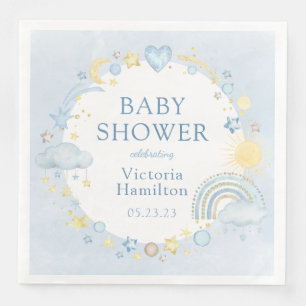 Junge Wasserfarbe Regenbogen-Baby-Party Serviette