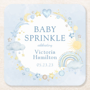 Junge Wasserfarbe Regenbogen Baby Sprinkle Rechteckiger Pappuntersetzer