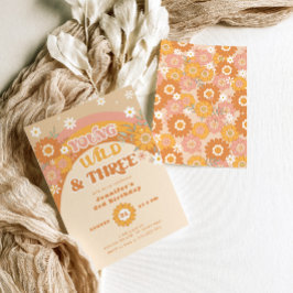 Junge wild und drei Retro-Geburtstag Einladung