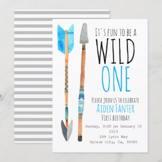 Junge wilde einen Stammespfeil ersten Geburtstag e Einladung