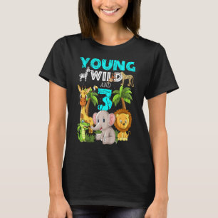Junge Wilde Kinder und 3 3. Geburtstag Safari Zoo  T-Shirt