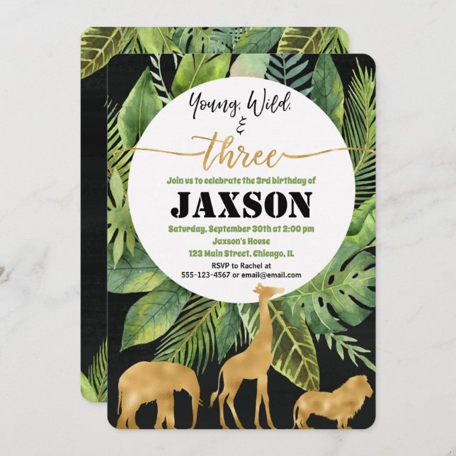 Junge wilde und drei Jungen - Geburtshaus - Einlad Einladung (Vorne/Hinten)