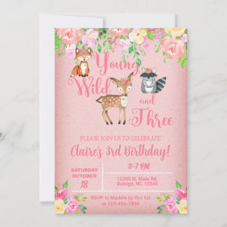 Junge wilde und drei Woodland Mädchen einladen. Einladung