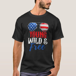 Junge wilde und freie USA 4. Juli amerikanische Fl T-Shirt