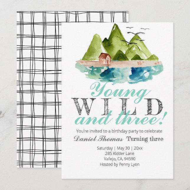 Junge Wildschweine und drei Gebirgsgeburten laden  Einladung (Vorne/Hinten)