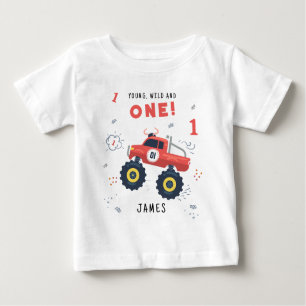Junge Wildtiere und ein 1. Geburtstag Kindermonste Baby T-shirt