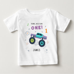 Junge Wildtiere und ein 1. Geburtstag Kindermonste Baby T-shirt