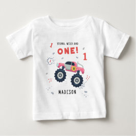 Junge Wildtiere und ein 1. Geburtstag Kindermonste Baby T-shirt