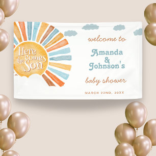 Junge Willkommen hier kommt der Sohn Baby Shower  Banner