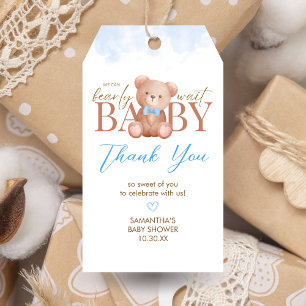 Junge wir können frühzeitig abwarten Baby Dusche F Geschenkanhänger