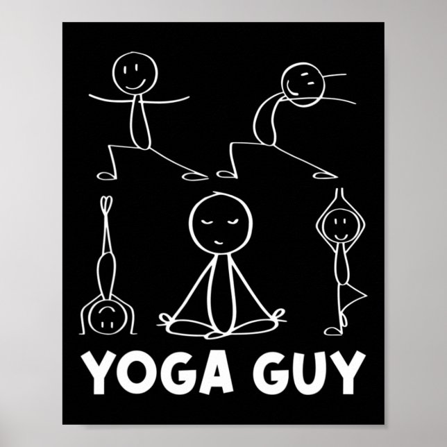 Junge Yoga-Typ Übungs-Strichmännchen  Poster (Vorne)