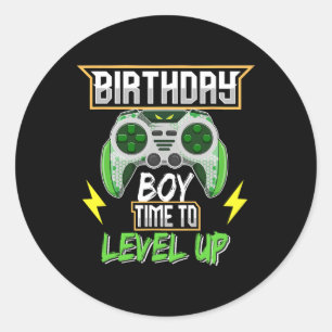Junge Zeit, um Video Game Birthday Boys Kinder zu  Runder Aufkleber