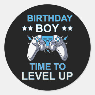 Junge Zeit, um Video Game Birthday Boys Kinder zu Runder Aufkleber