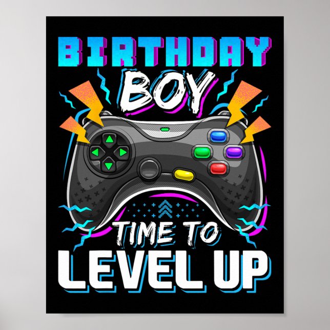 Junge Zeit, um Video-Game-Geburtstag-Gamer zu verb Poster (Vorne)