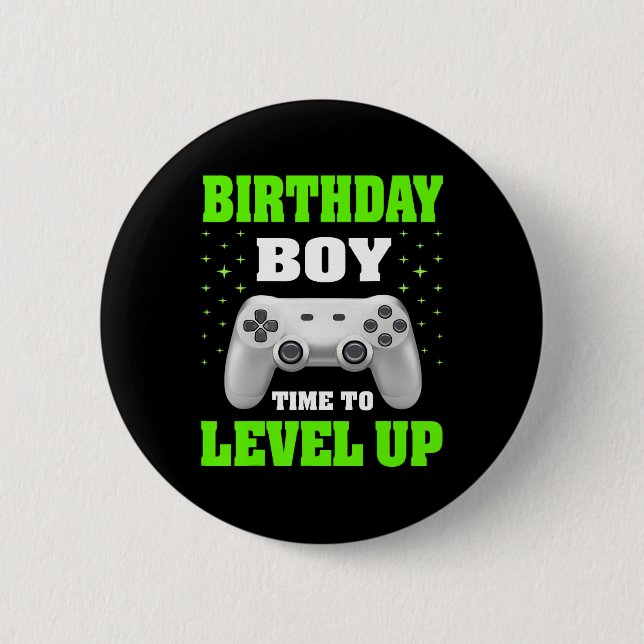 Junge Zeit, um Video-Spiel Geburtstag Geschenkboys Button (Vorderseite)