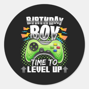 Junge Zeit, um Video-Spiel Geburtstag Geschenkboys Runder Aufkleber
