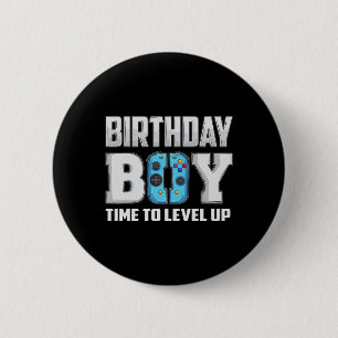 Junge Zeit zum Levelaufstieg Videospiel Geburtstag Button