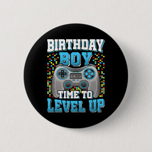 Junge Zeit zum Levelaufstieg Videospiel Geburtstag Button