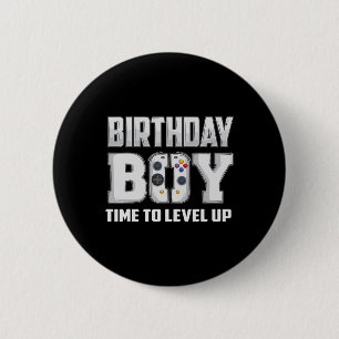 Junge Zeit zum Levelaufstieg Videospiel Geburtstag Button
