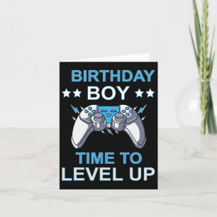 Junge Zeit zum Levelaufstieg Videospiel Geburtstag Karte