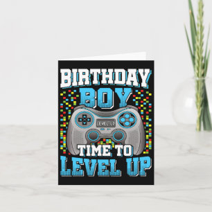 Junge Zeit zum Levelaufstieg Videospiel Geburtstag Karte