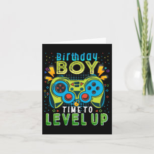 Junge Zeit zum Levelaufstieg Videospiel Geburtstag Karte