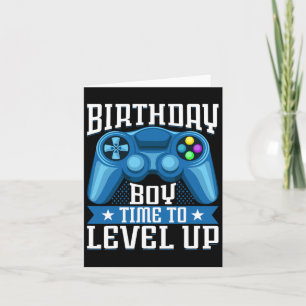 Junge Zeit zum Levelaufstieg Videospiel Geburtstag Karte