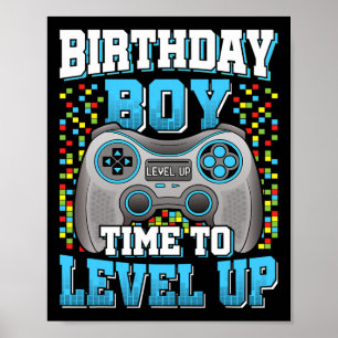 Junge Zeit zum Levelaufstieg Videospiel Geburtstag Poster