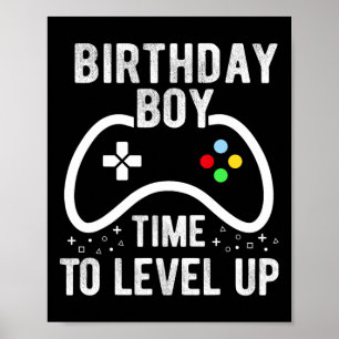 Junge Zeit zum Levelaufstieg Videospiel Geburtstag Poster