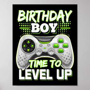 Junge Zeit zum Levelaufstieg Videospiel Geburtstag Poster