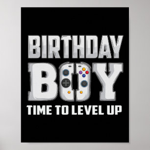 Junge Zeit zum Levelaufstieg Videospiel Geburtstag Poster