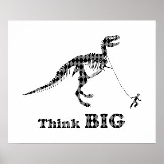 Junge zu Fuß einen Tyrannosaurus Rex ~ denken Sie  Poster