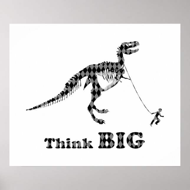 Junge zu Fuß einen Tyrannosaurus Rex ~ denken Sie  Poster (Vorne)
