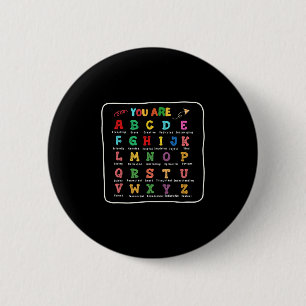 Junge Zurück Zur Schule Du Bist Buchstaben Alphabe Button