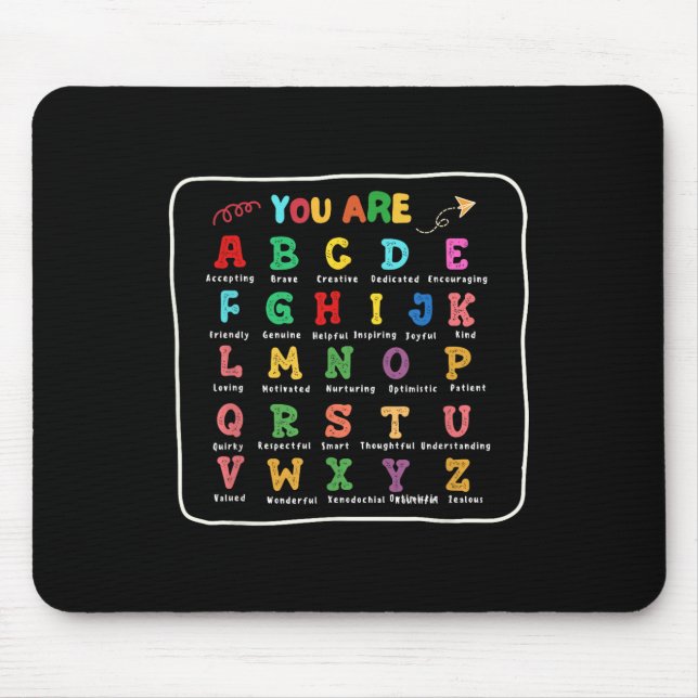 Junge Zurück Zur Schule Du Bist Buchstaben Alphabe Mousepad (Vorne)