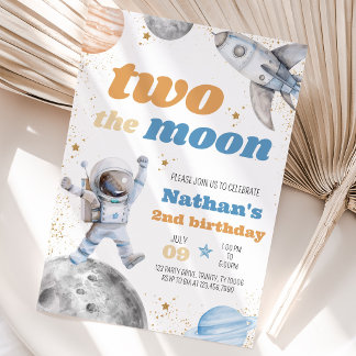 Junge Zwei der Mond Geburtstag Einladung