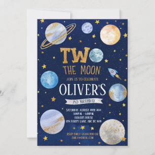 Junge zwei der Mond zum Geburtstag Einladung
