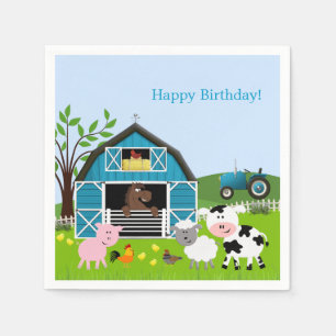 Jungebarnyard-Vieh-Geburtstags-Papierservietten Serviette