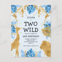 Jungen 2. Geburtstag Party Pale Blue Gold Safari