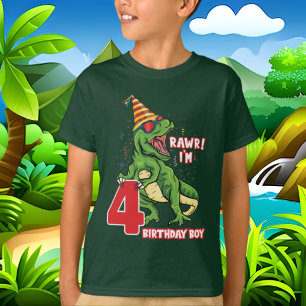 Jungen 4. Geburtstag Dinosaurier T-Shirt