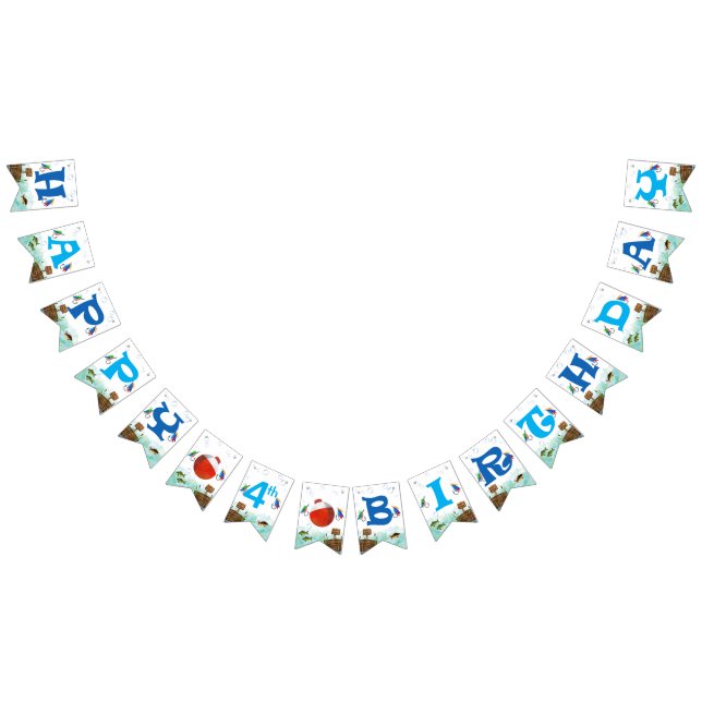 Jungen 4. Geburtstag Fischen Thema Happy Geburtsta Wimpelkette (Alle)