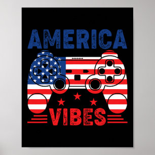 Jungen 4. Juli Gamer America Vibes Kinder Poster