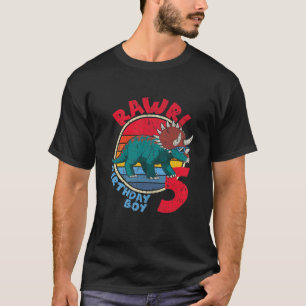 Jungen 5. Geburtstag I Rawr! Triceratops I Familie T-Shirt