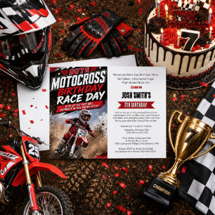 Jungen 7. Motocross-Dirt-Bike-Renn-Geburtstag Flyer
