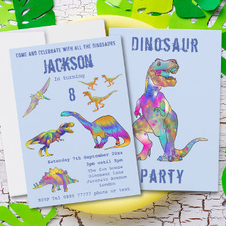 Jungen 8. Geburtstag Dinosaurier T Rex Roar Party  Einladung