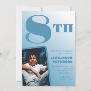 Jungen 8. Geburtstagseinladungen Blau Foto Einladung