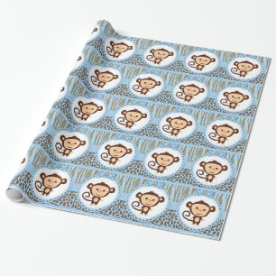 Jungen-Affen-Baby-Party Geschenkpapier