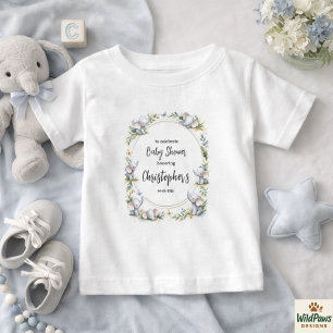 Jungen-Aquarell-Babyparty mit Elefant – Blaues Saf Baby T-shirt