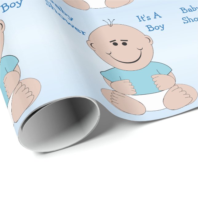 Jungen-Baby-Dusche personalisiert Geschenkpapier (Rolleneckpunkt)
